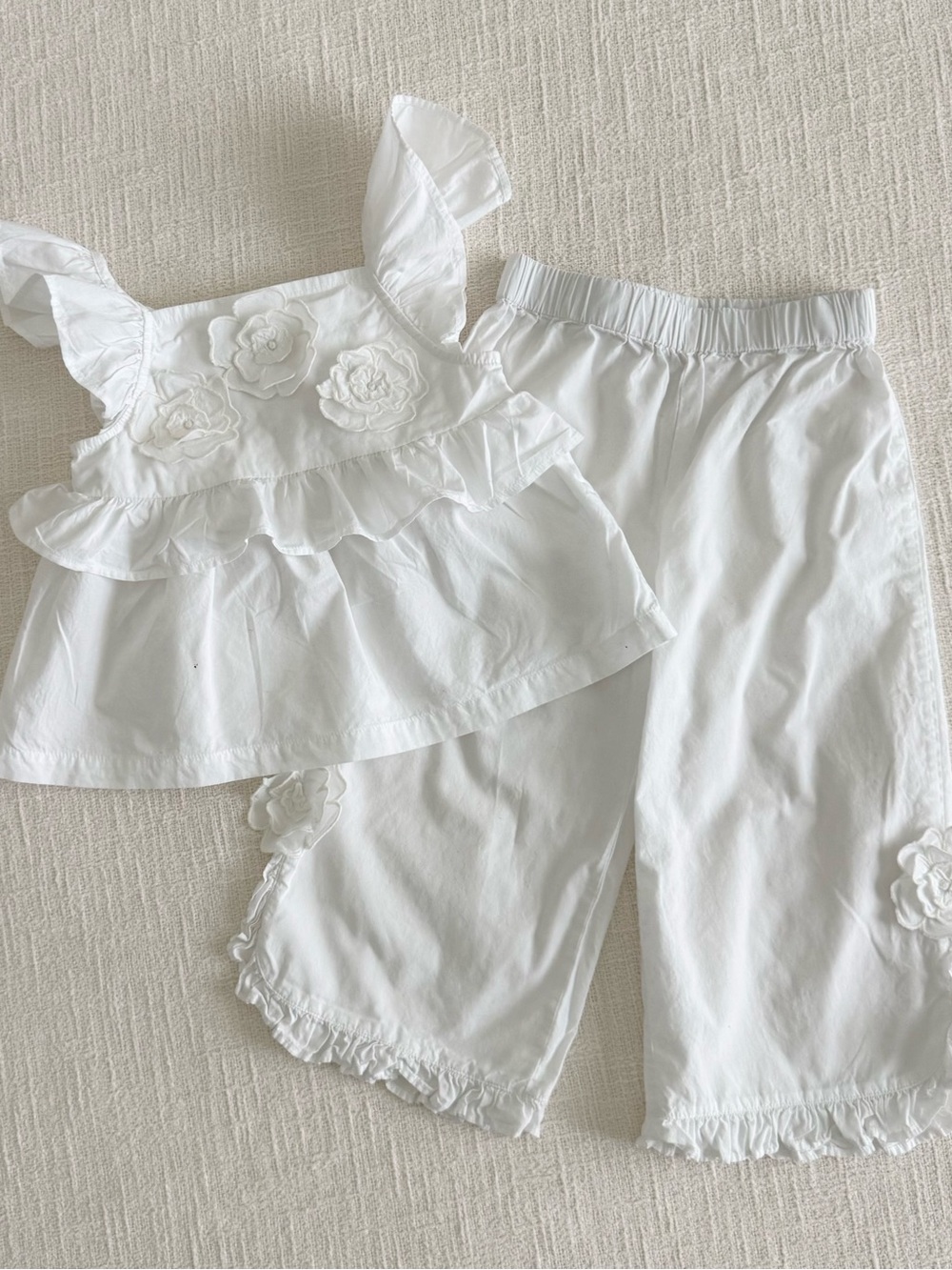 Zara White Floral Ruffle Kids Matching Set